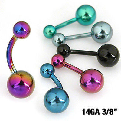 titanium belly rings anodized navel jewelry body piercing 6pcs naval lot banana button bar