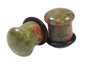 Stone Plugs Single Flare Unakite - by the pair - JSW Body Jewelry