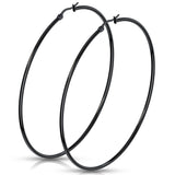 PAIR of Round Hoop Earrings 22g Black Ion Plated Stainless Steel