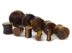 Stone Plugs Tiger Eye Organic - by the pair - JSW Body Jewelry