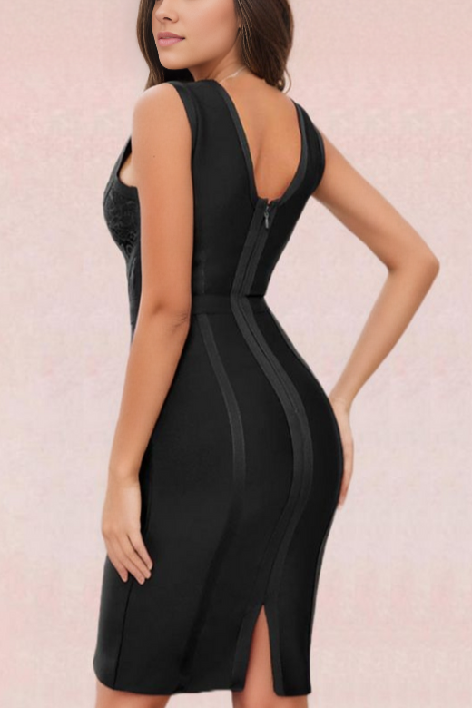 Noa V Neck Bodycon Dress – Classic Black