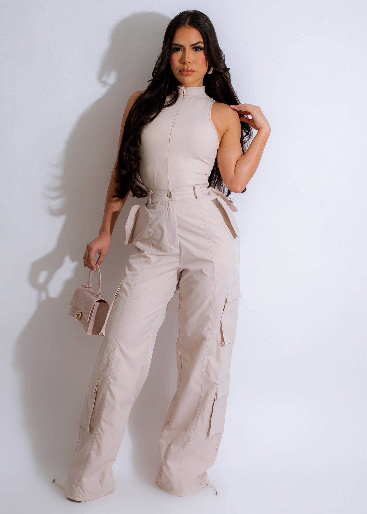 City Mood Cargo Pant Set Nude