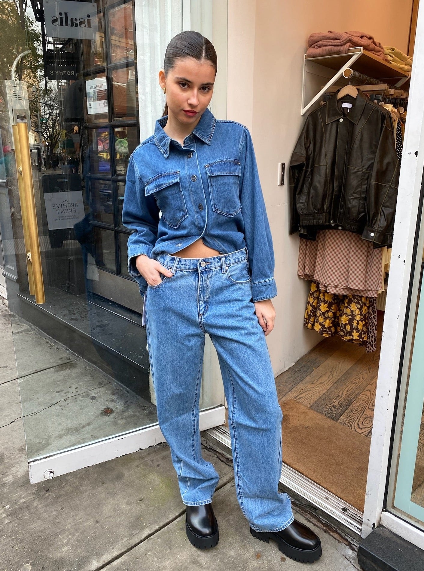 A Slouch Straight Leg Mid Rise Jean in Georgia