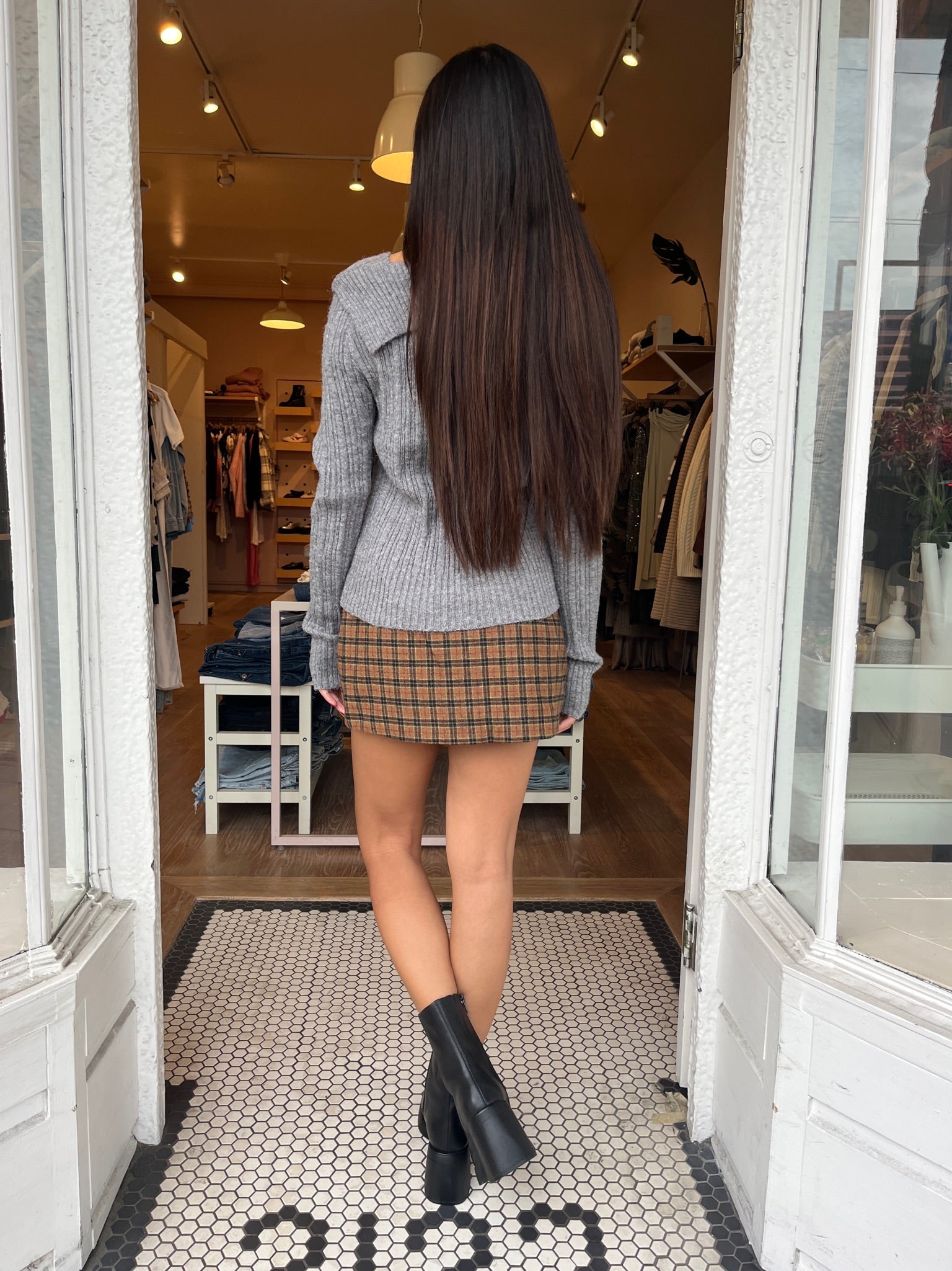Clueless Mini Skirt in Brown Plaid