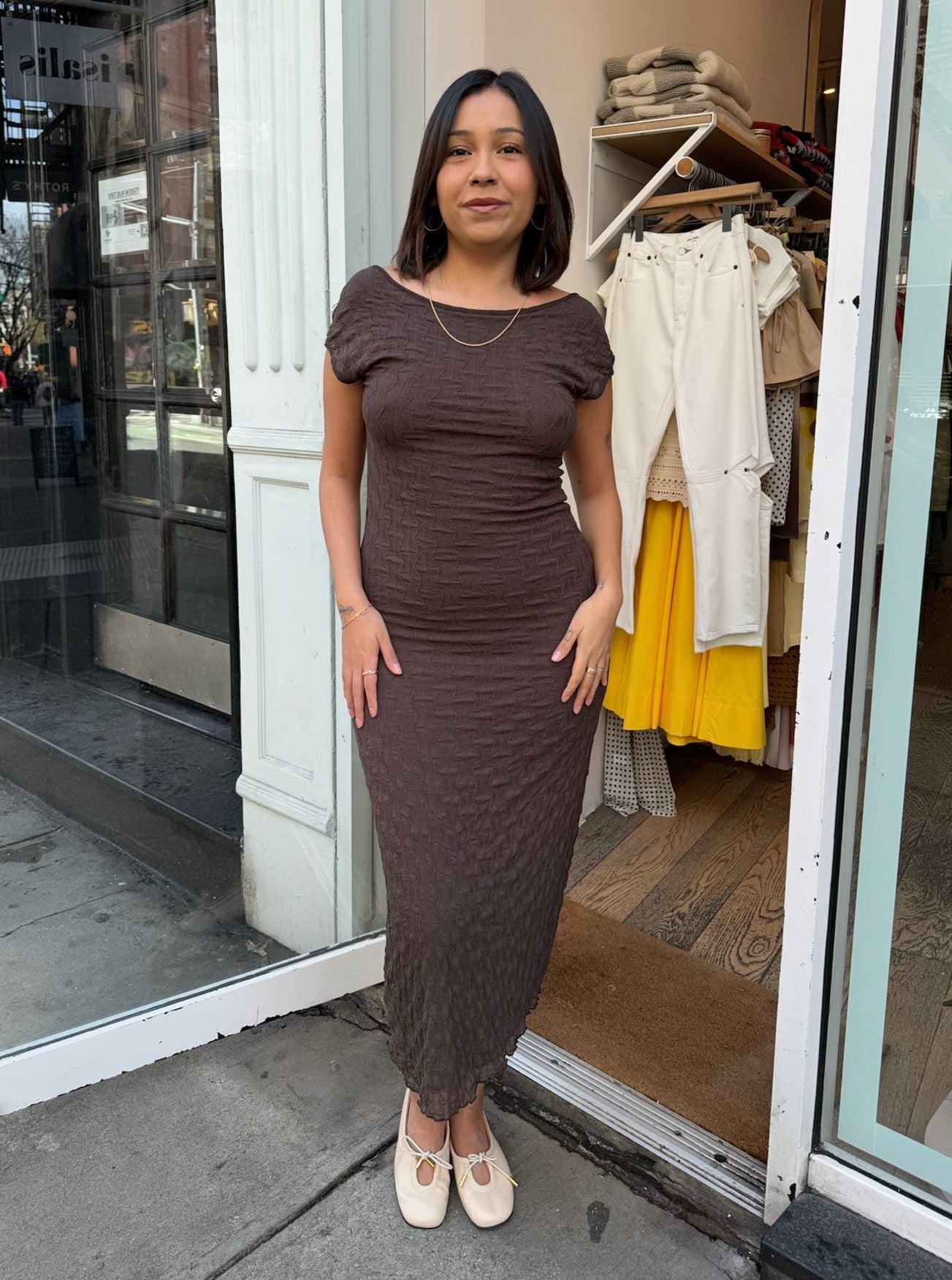 Ross Backless Midi Dress in Coffee