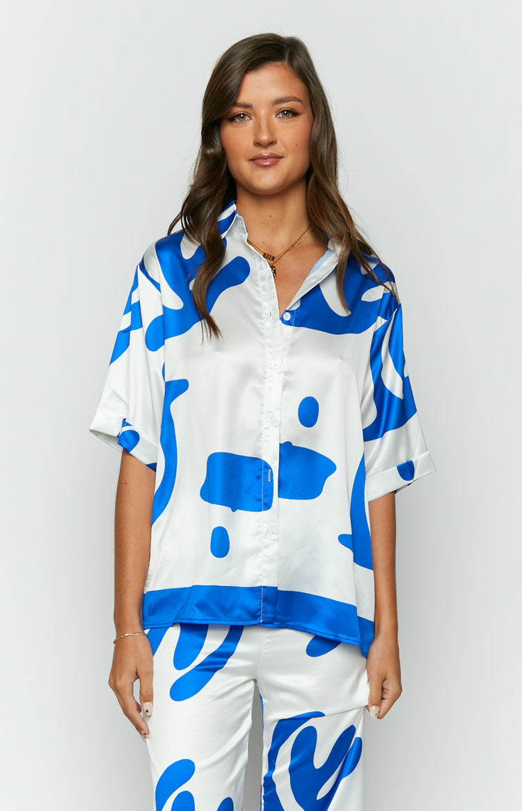 Karren Blue Print Top