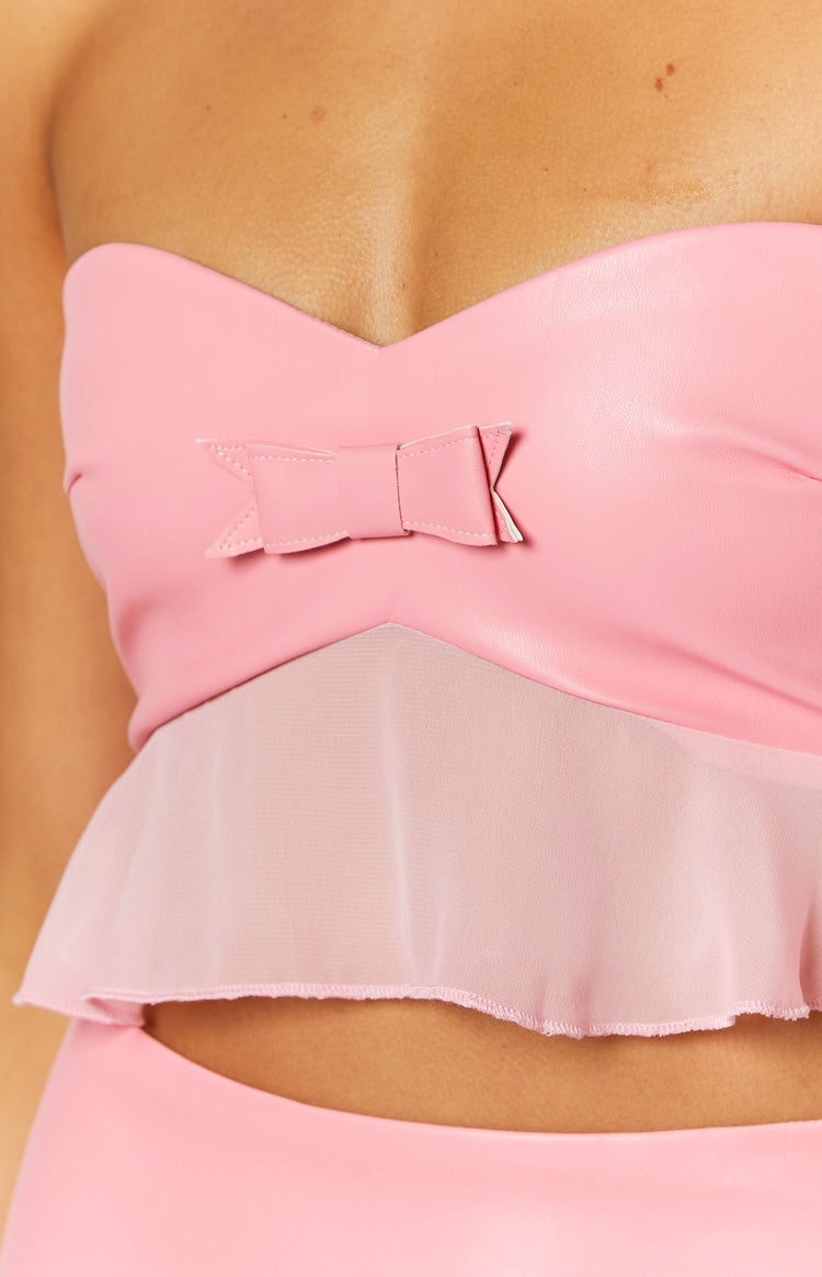 Sweetest Pink Strapless Crop Top