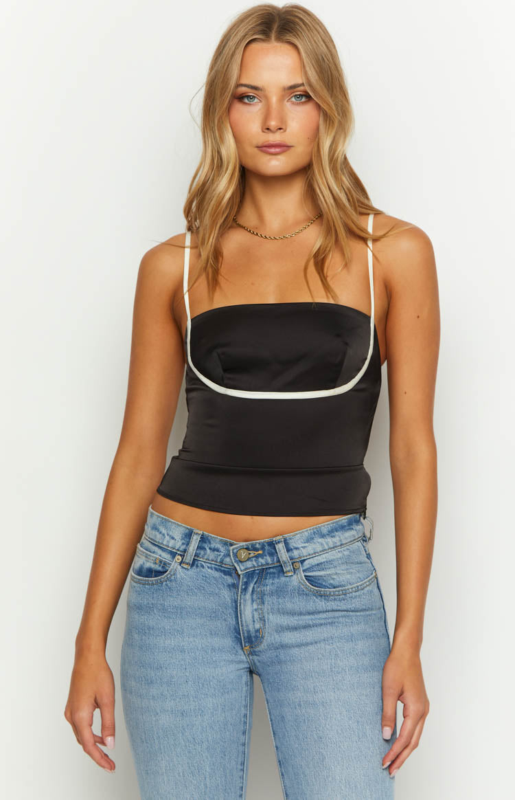 Tamra Black Low Back Top