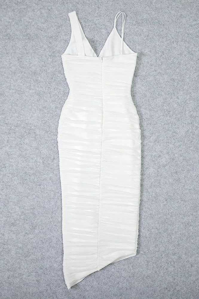 Adele Bodycon Wrap Midi Dress - Pearl White