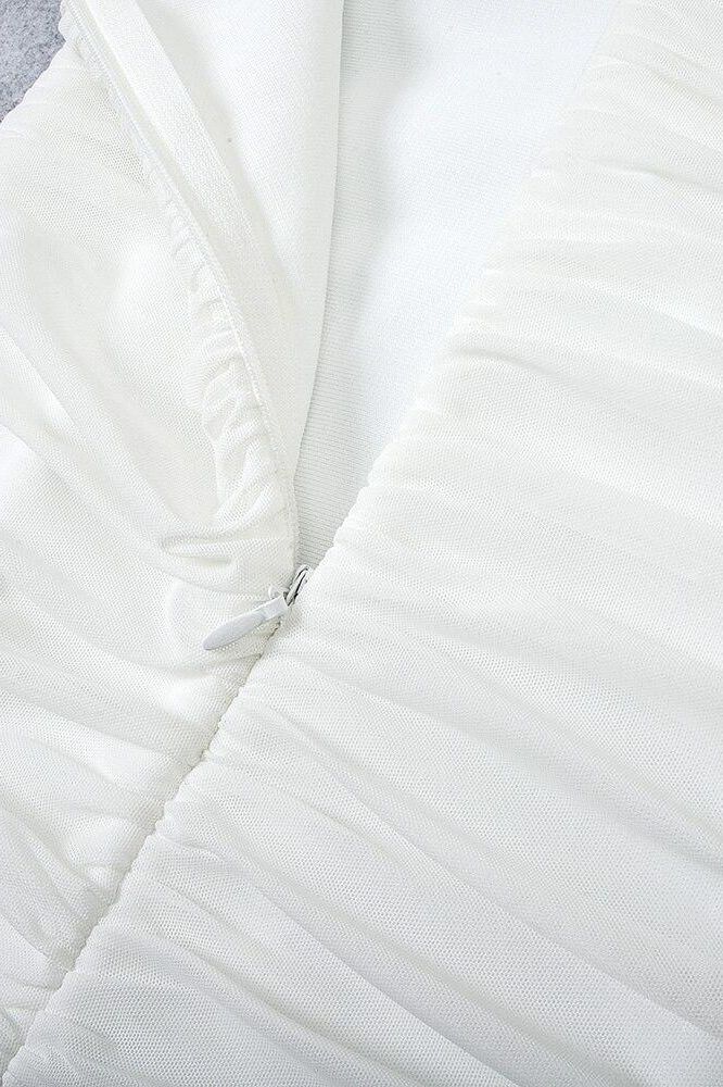 Adele Bodycon Wrap Midi Dress - Pearl White