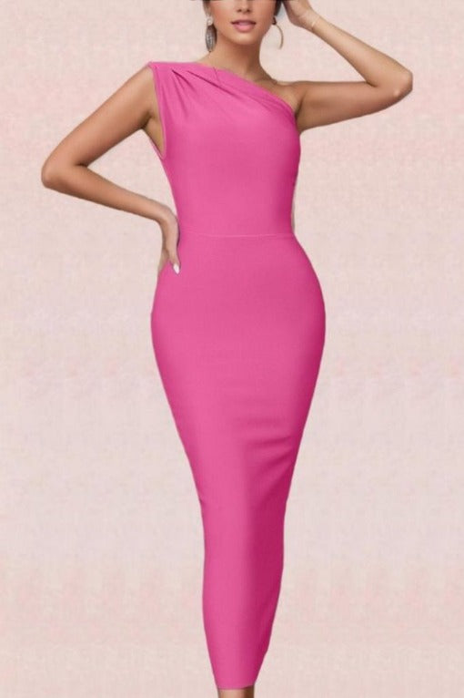 Ally Bodycon Midi Dress - Hot Pink