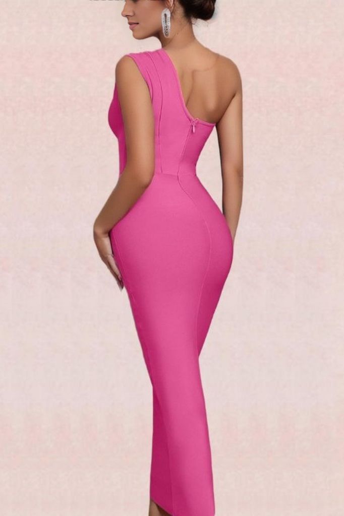 Ally Bodycon Midi Dress – Hot Pink