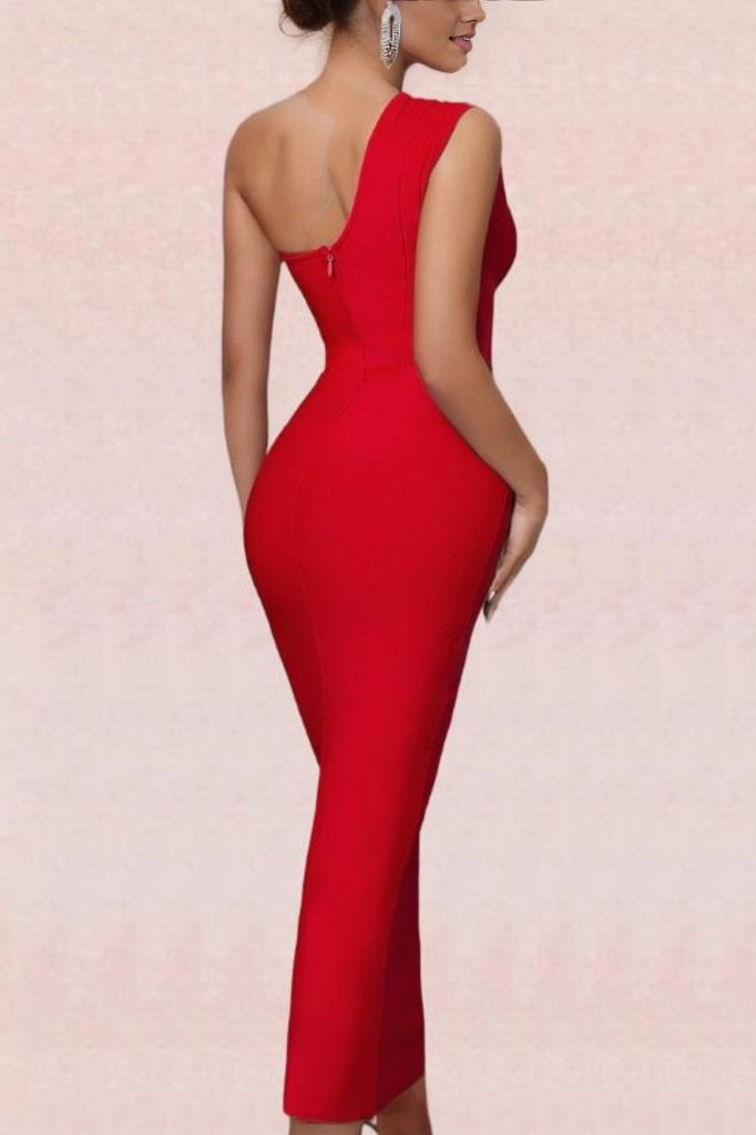 Ally Bodycon Midi Dress – Lipstick Red