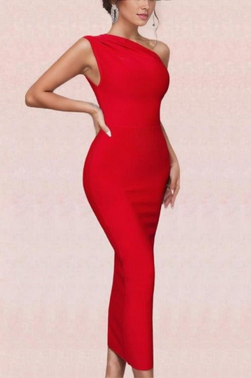 Ally Bodycon Midi Dress - Lipstick Red