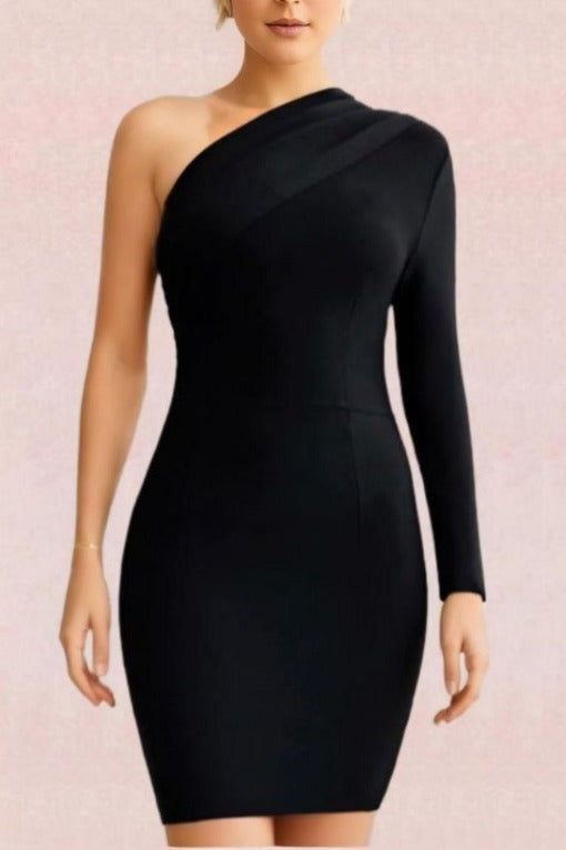 Ally Long Sleeve Bodycon Mini Dress - Classic Black