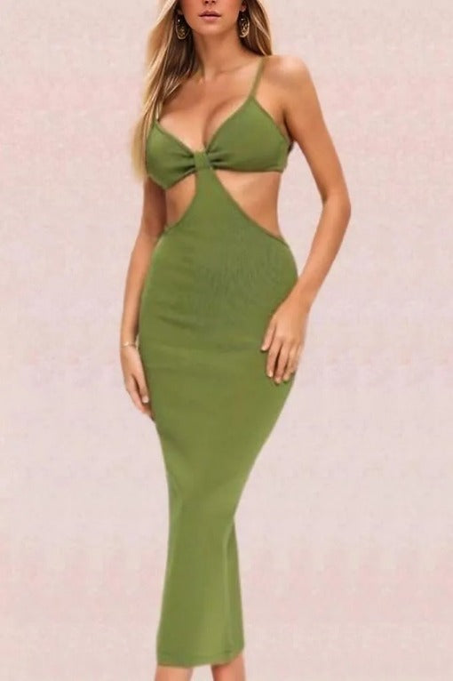 Aria Bodycon Day Maxi Dress - Emerald Green