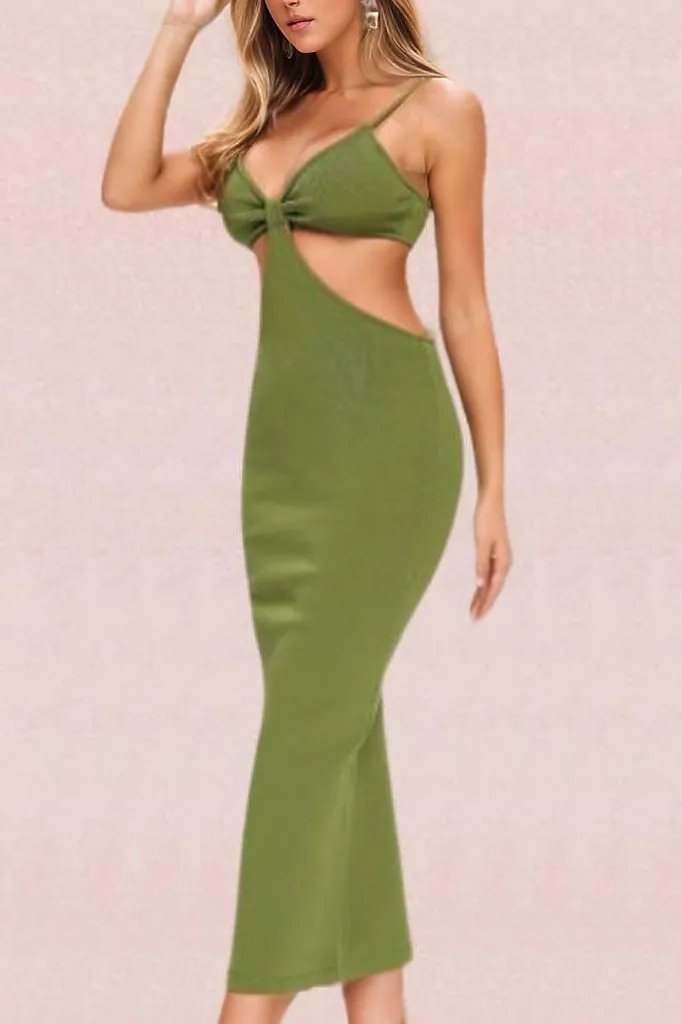 Aria Bodycon Day Maxi Dress - Emerald Green