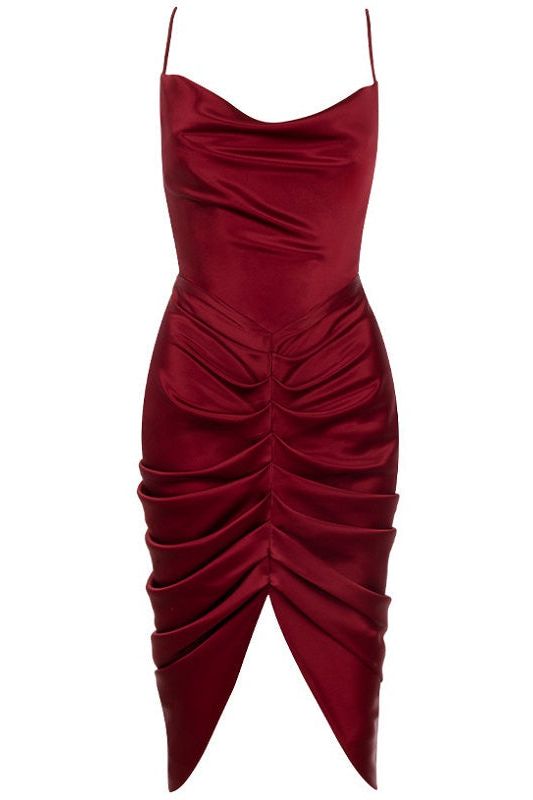 Arlo Bodycon Wrap Midi Dress – Red Wine