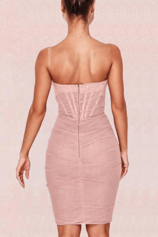 Athena Bodycon Wrap Dress – Dusty Pink
