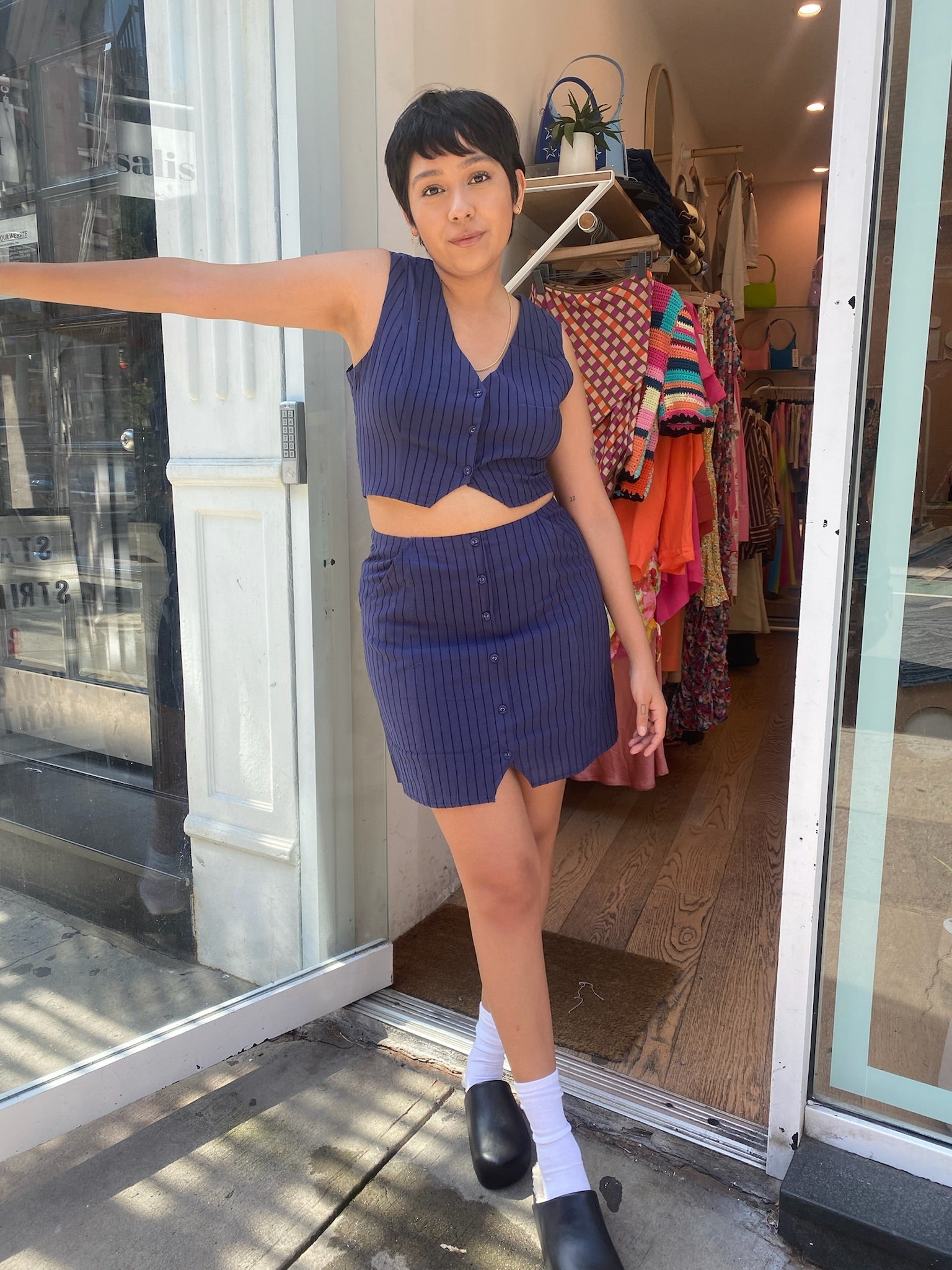 Camila Mini Skirt in Navy