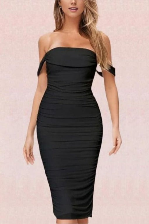 Zia Bodycon Wrap Midi Dress - Classic Black