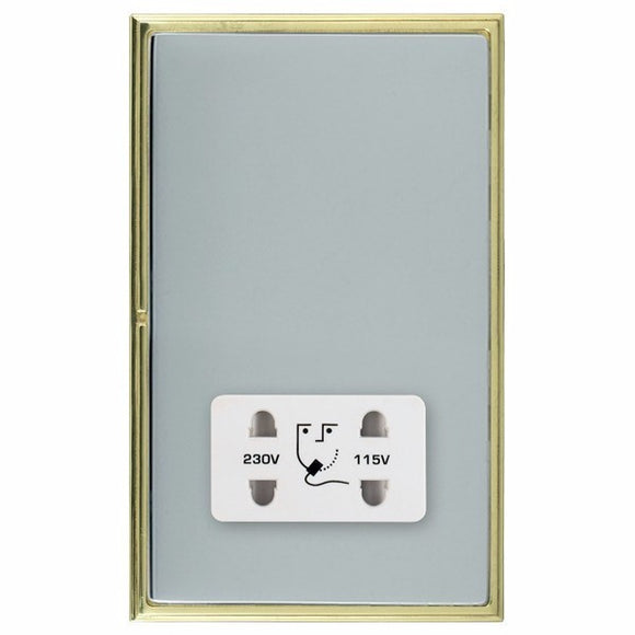 Hamilton LSXSHSPB-BSW Linea-Scala CFX Polished Brass Frame/Bright Steel Front Shaver Dual Voltage Unswitched Socket (Vertically Mounted) White Insert
