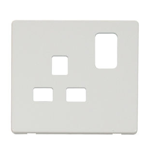 Click® Scolmore Definity™ SCP435MW 13A 1 Gang Switched Socket Cover Plate  Metal White  Insert
