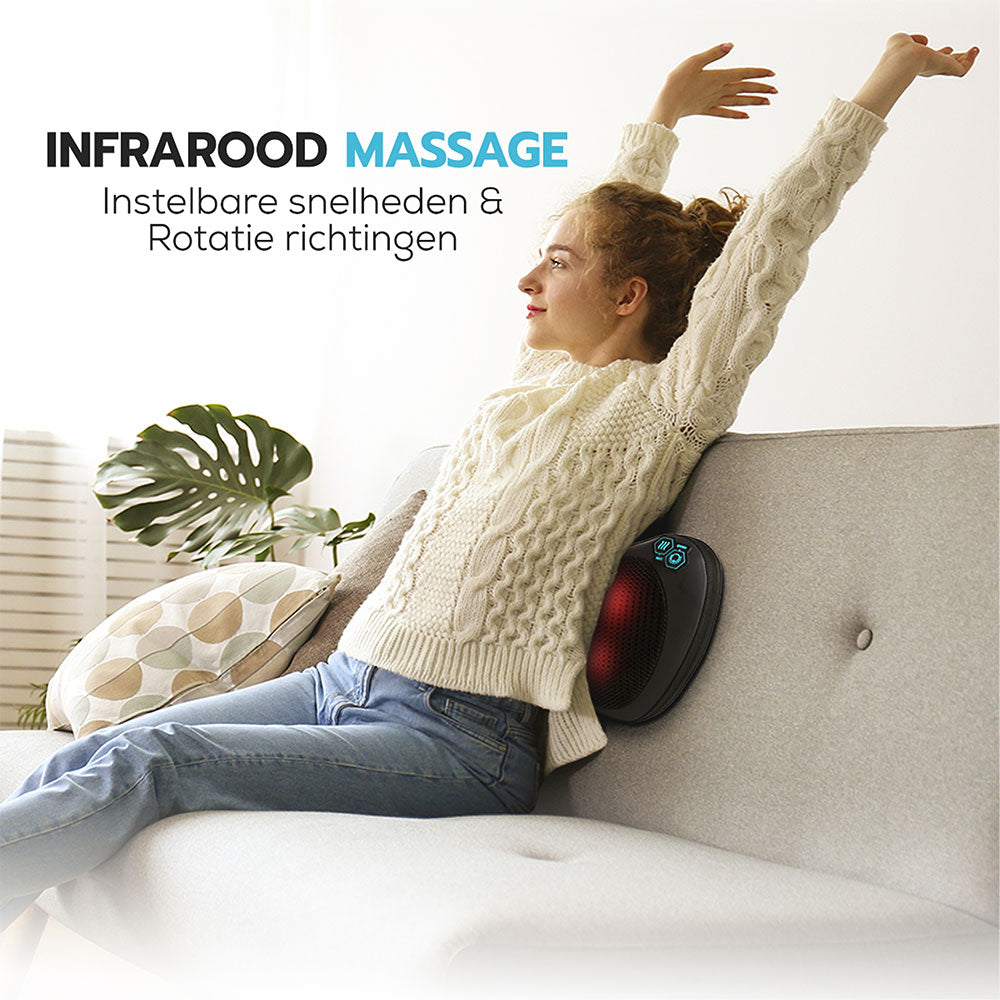 Vruchtbaar metalen Sjah Qumax Massagekussen - Warmte Functie - Elektrisch Shiatsu Massage Kuss