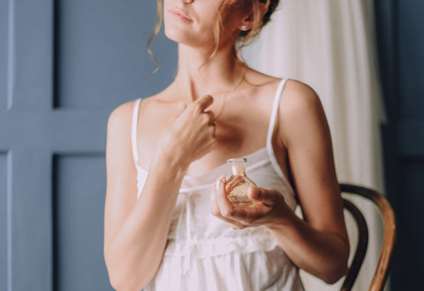 Lady applying a perfume