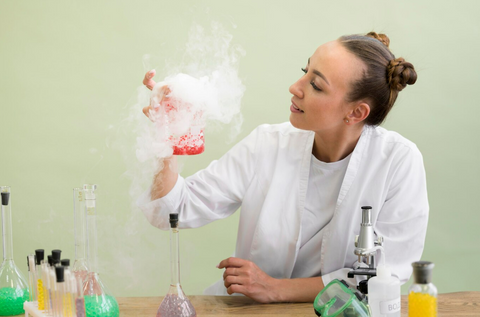 A chemist experimenting new perfume scents