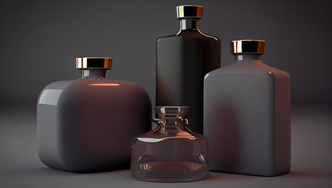 Different size and shapes of a perfume and bottle