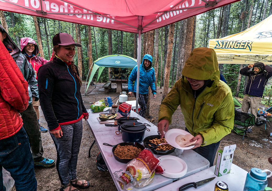 Hot breakfast burritos fuel the Big Agnes and Honey Stinger crew before their Mt. Elbert summit hike.