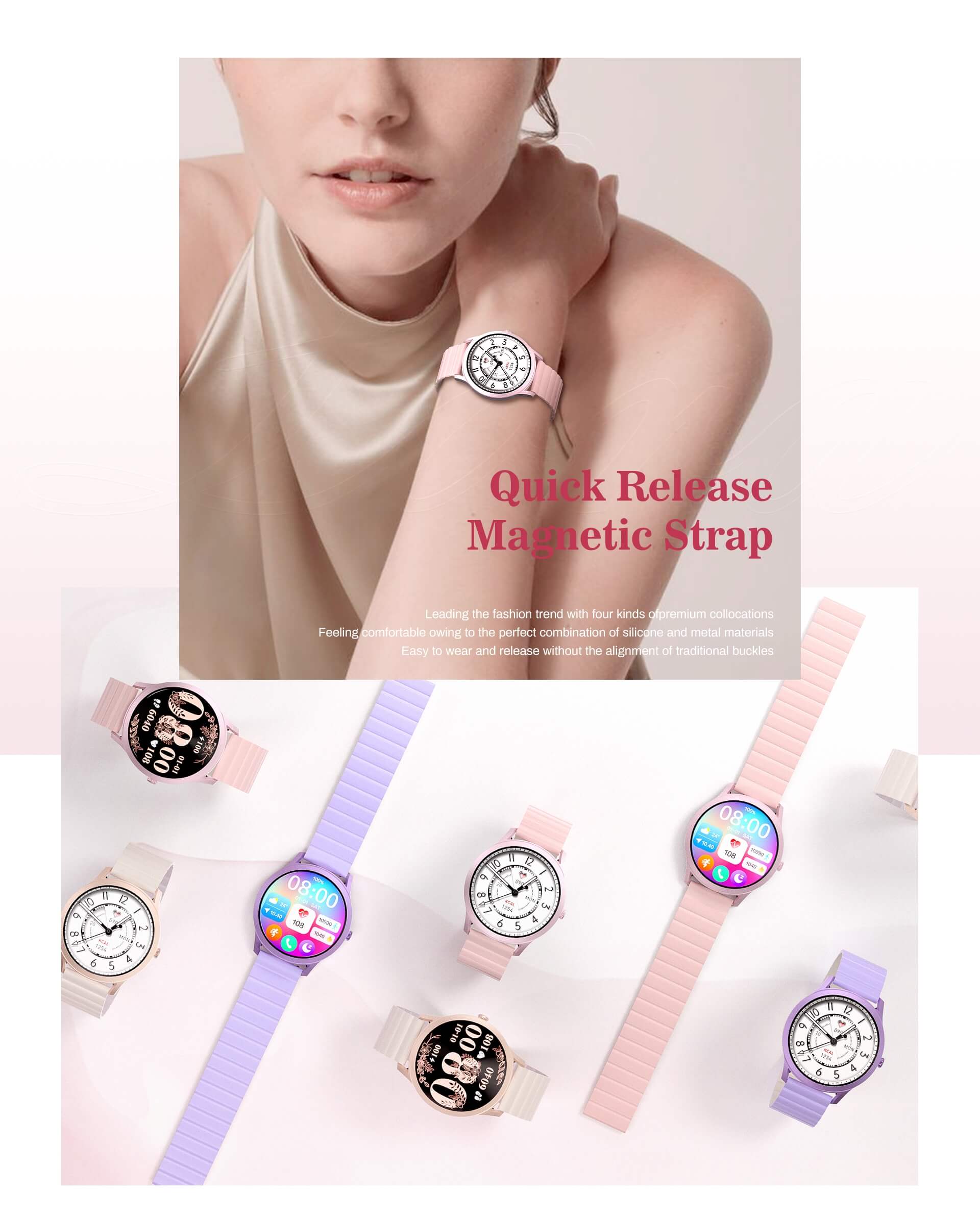 Relógio Inteligente Smartwatch Feminino Prata – myloveshop