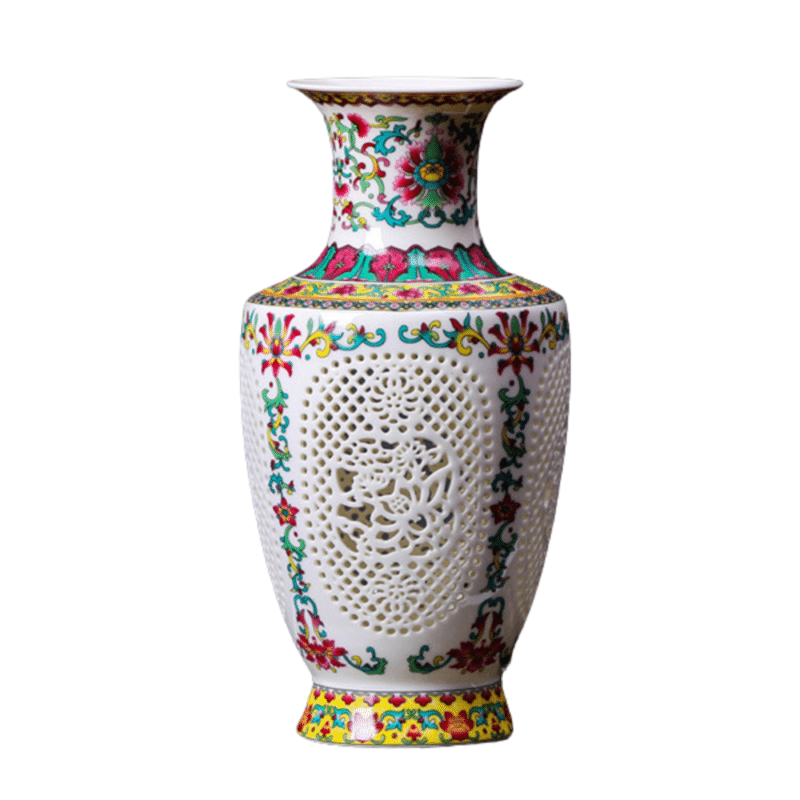 Chinese style openwork porcelain vase