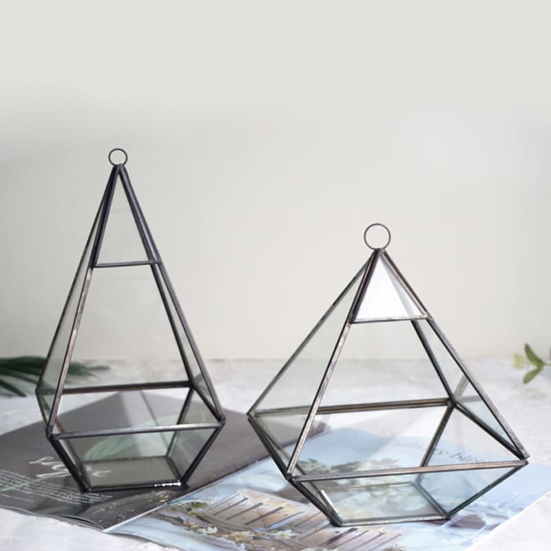 Decorative Geometric Shape Glass Hanging Vase