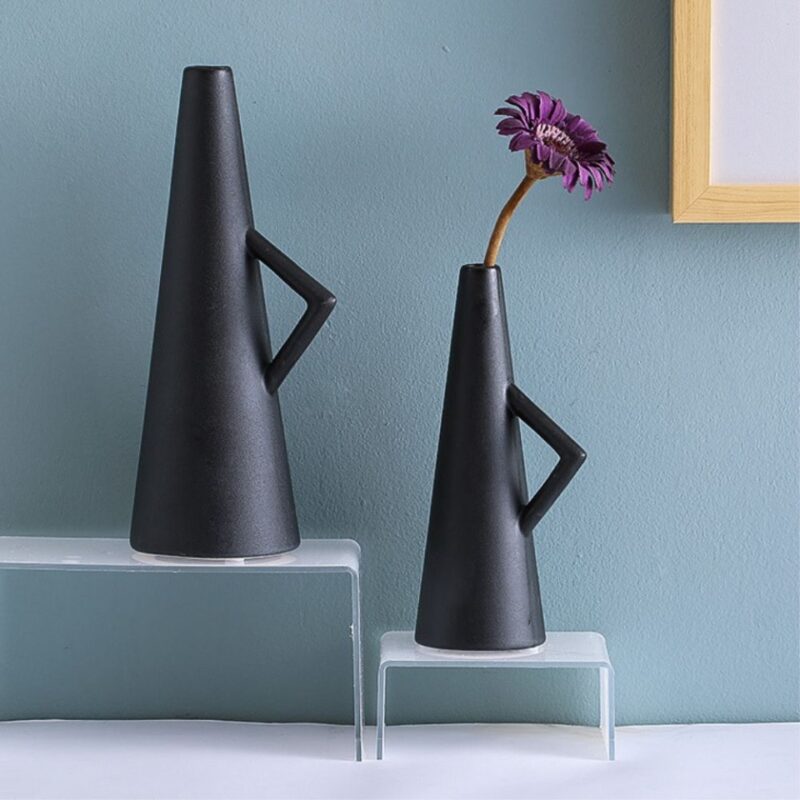 Geometric modern black vase