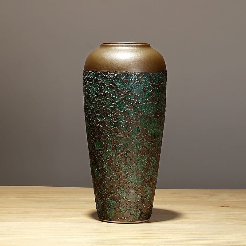 Handcrafted Chinese style green ceramic vase