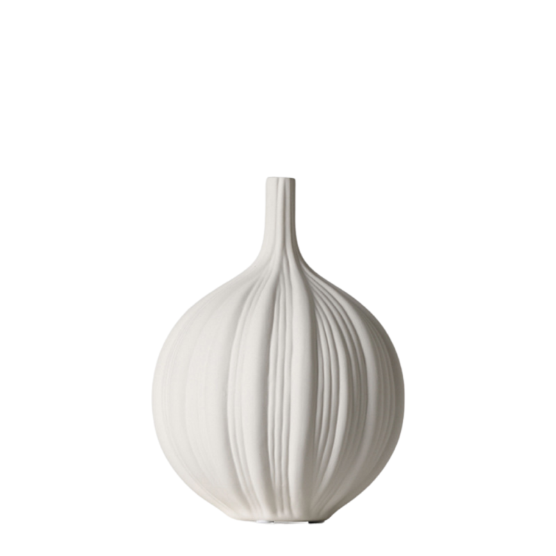 Large format streaked white ceramic vase