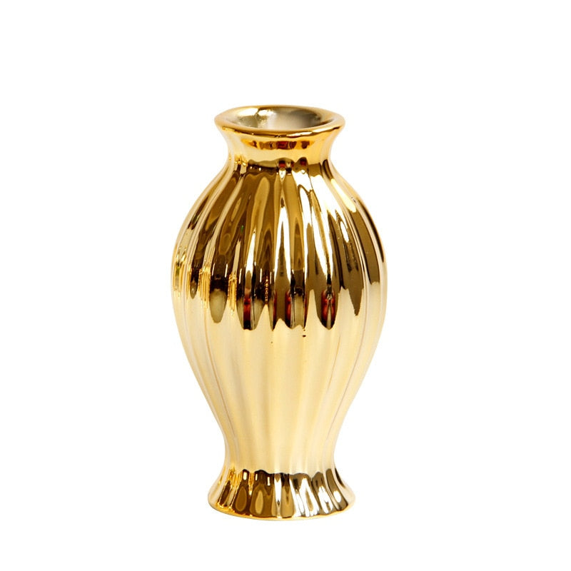 Miniature golden ceramic vase