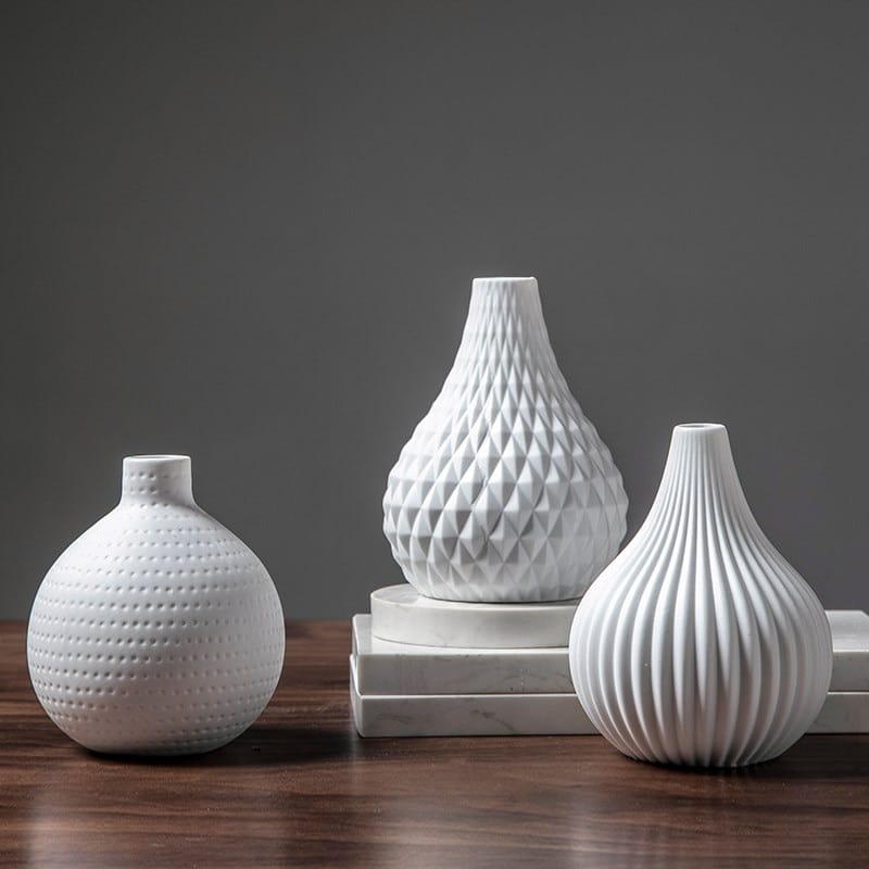 Minimalist white ball vase