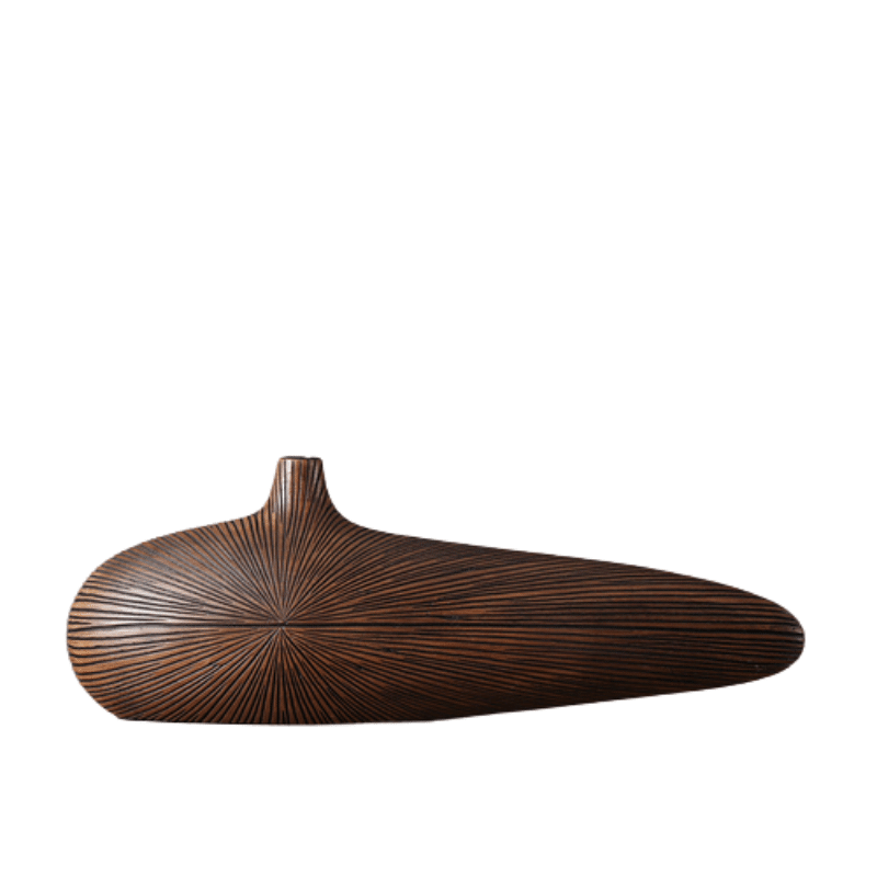 Modern Japanese oval wooden vase