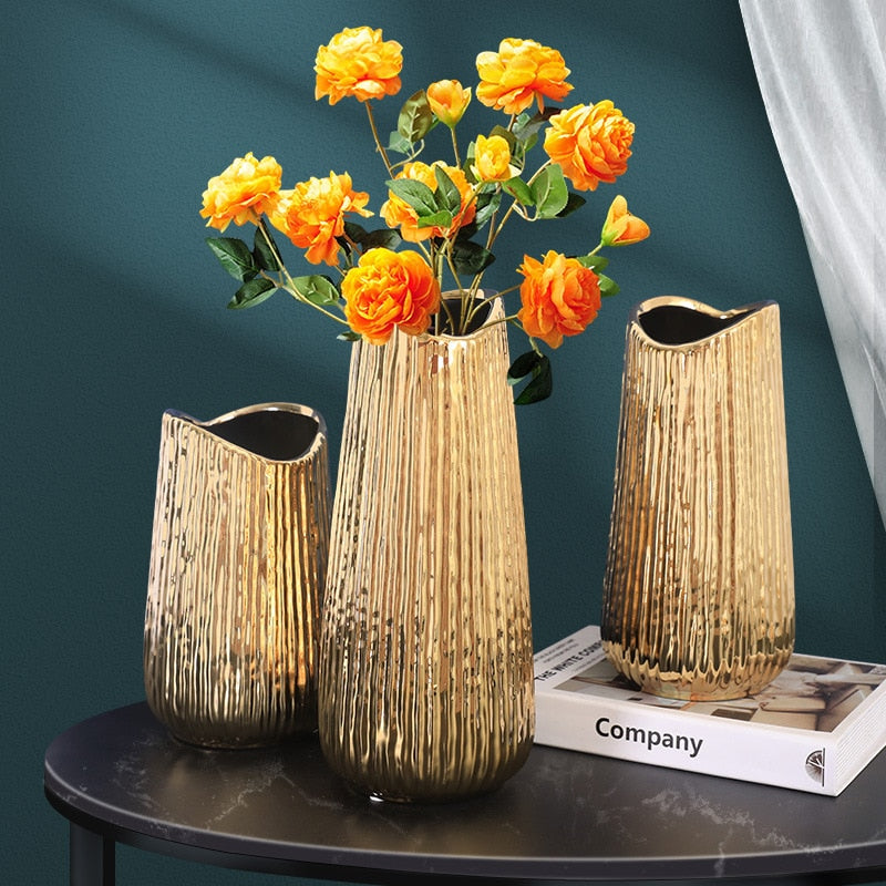 Modern gold ceramic vase