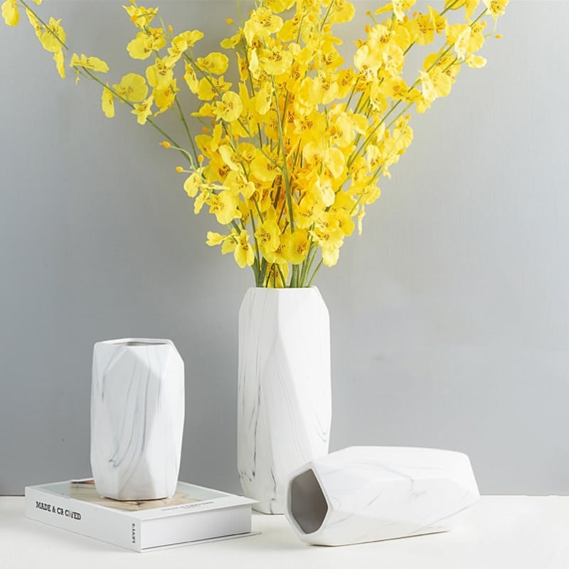 Modern square marble effect vase