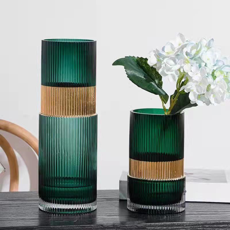 Modern vase in colored streaked glass