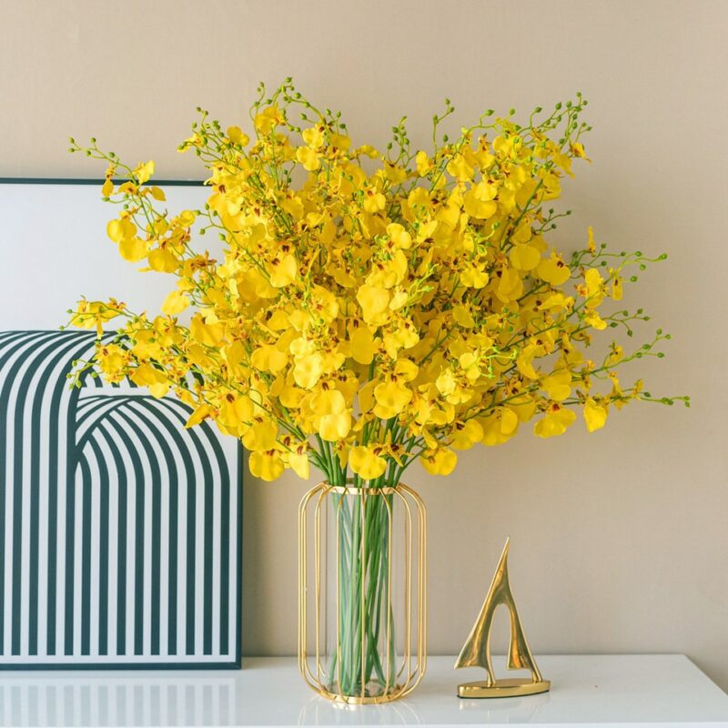 Modern gold metal lantern vase