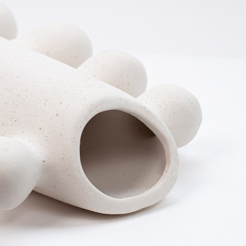 Modern white cactus ceramic vase