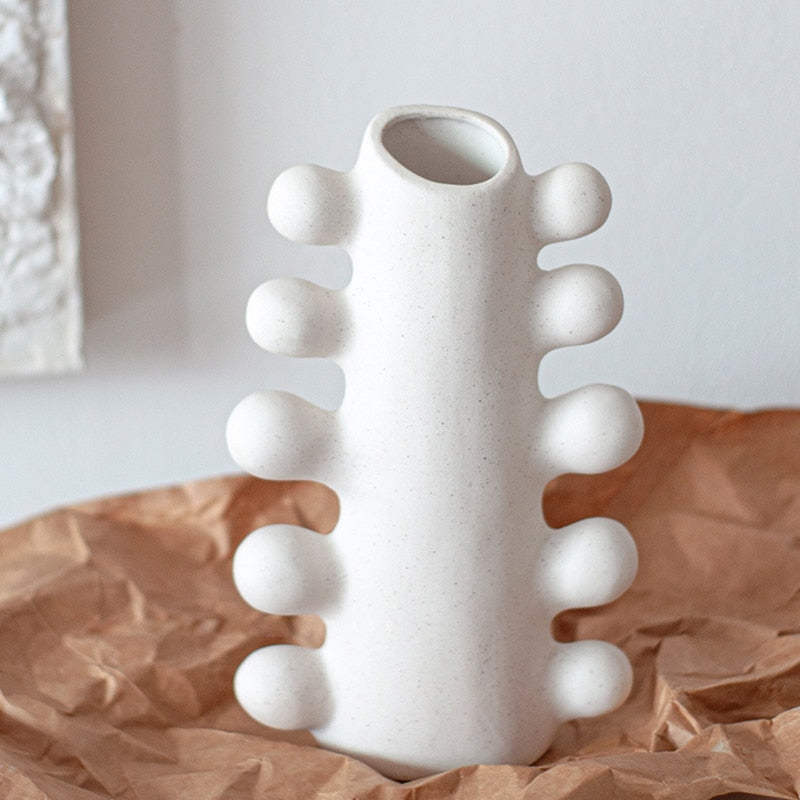 Modern white cactus ceramic vase