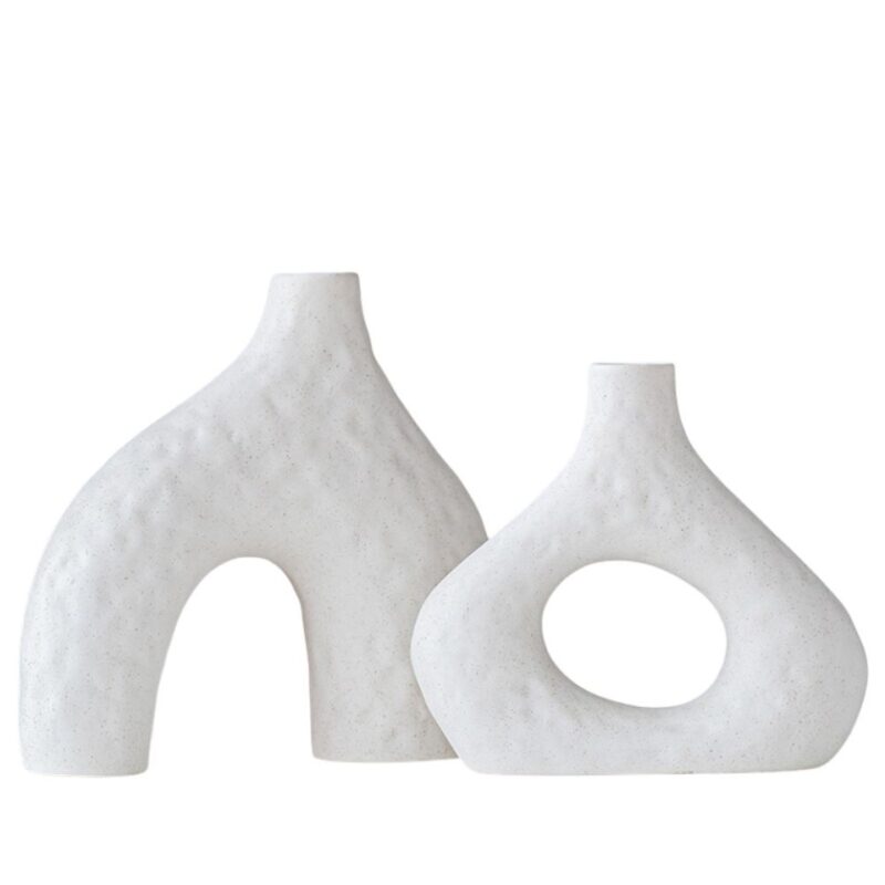 Scandinavian style white vase in duo