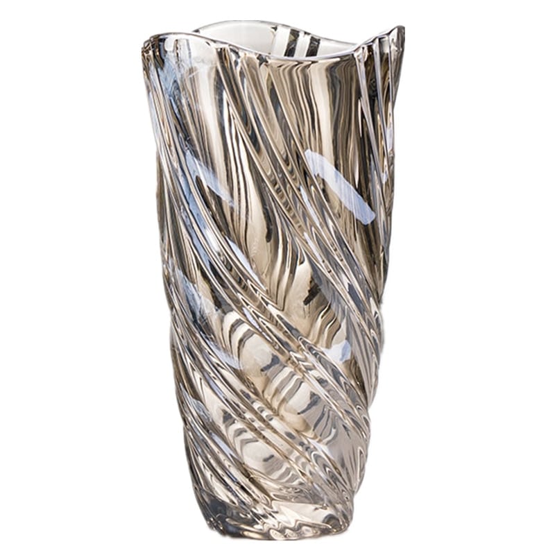 Striated artisanal crystal vase