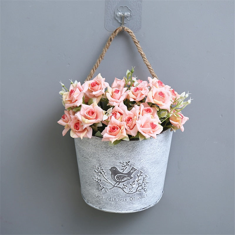 Vintage metal hanging vase